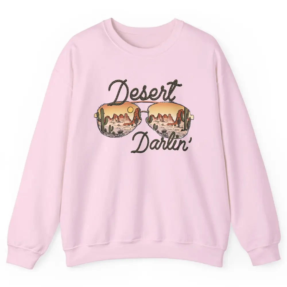 Retro Desert Darling Cactus Glasses Western Country Cowboy Unisex Crewneck Sweatshirt