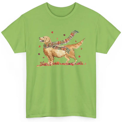 Funny Golden Retriever Autumn Falling Leaves Halloween Fall Classic Unisex T-Shirt