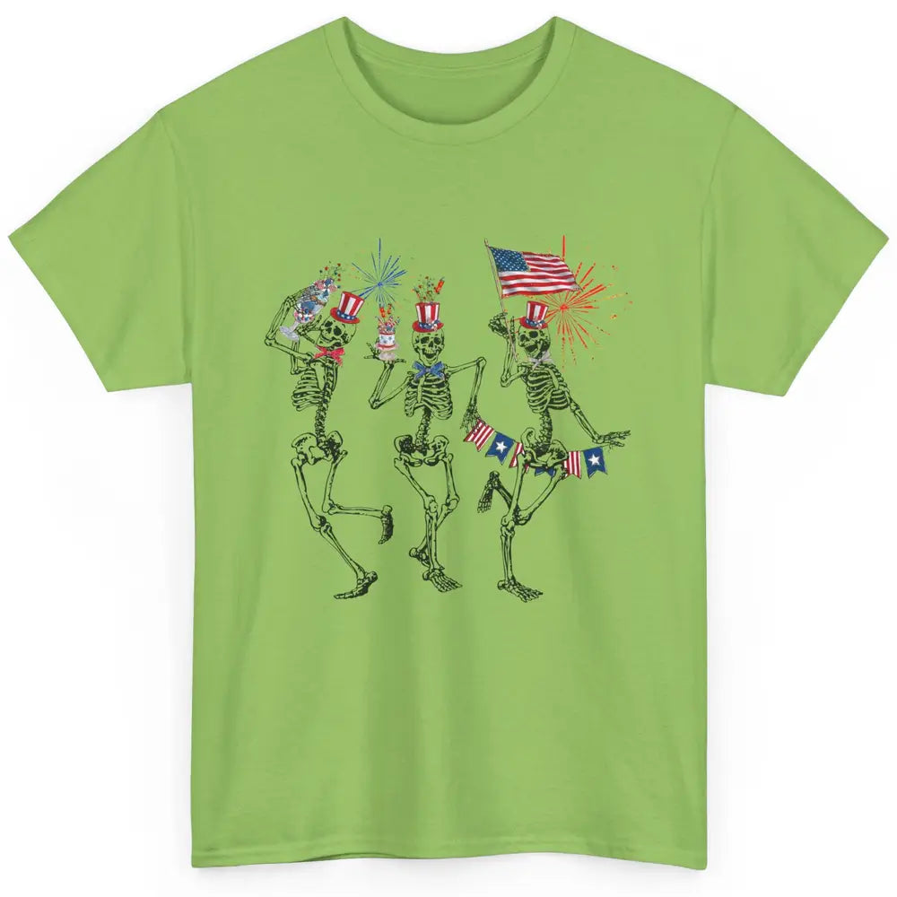 4th July Independence Day Dancing Skeletons America Flag Classic Unisex T-Shirt