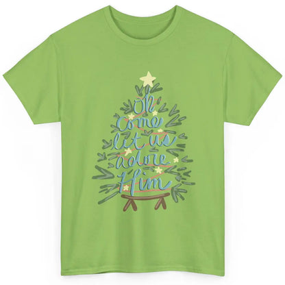 Retro Christmas Tree Oh Come Let Us Adore Him Groovy Xmas Classic Unisex T-Shirt