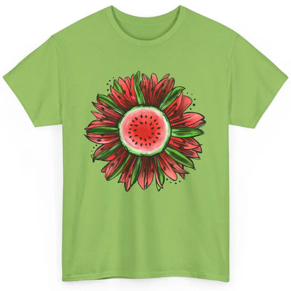 Watermelon Sunflower Summer Peace Love Watermelon Lover Gift Classic Unisex T-Shirt