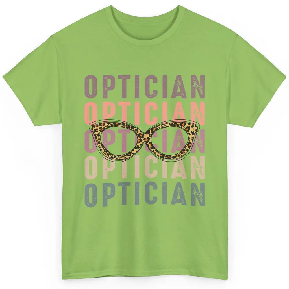 Retro Optometrist Leopard Eyeglasses Optician Ophthalmology Classic Unisex T-Shirt
