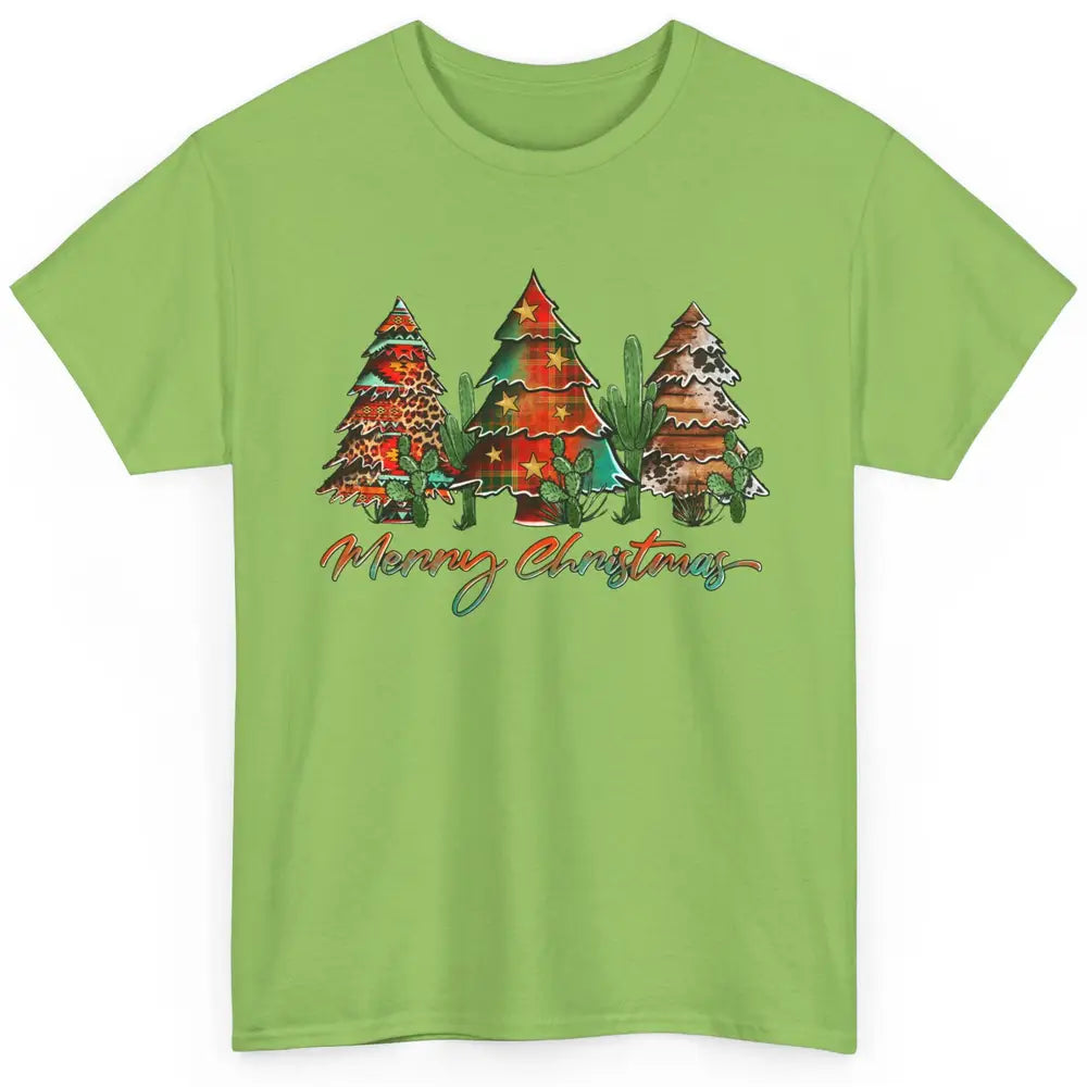 Merry Christmas Tree Western Christmas Desert Cactus Leopard Classic Unisex T-Shirt