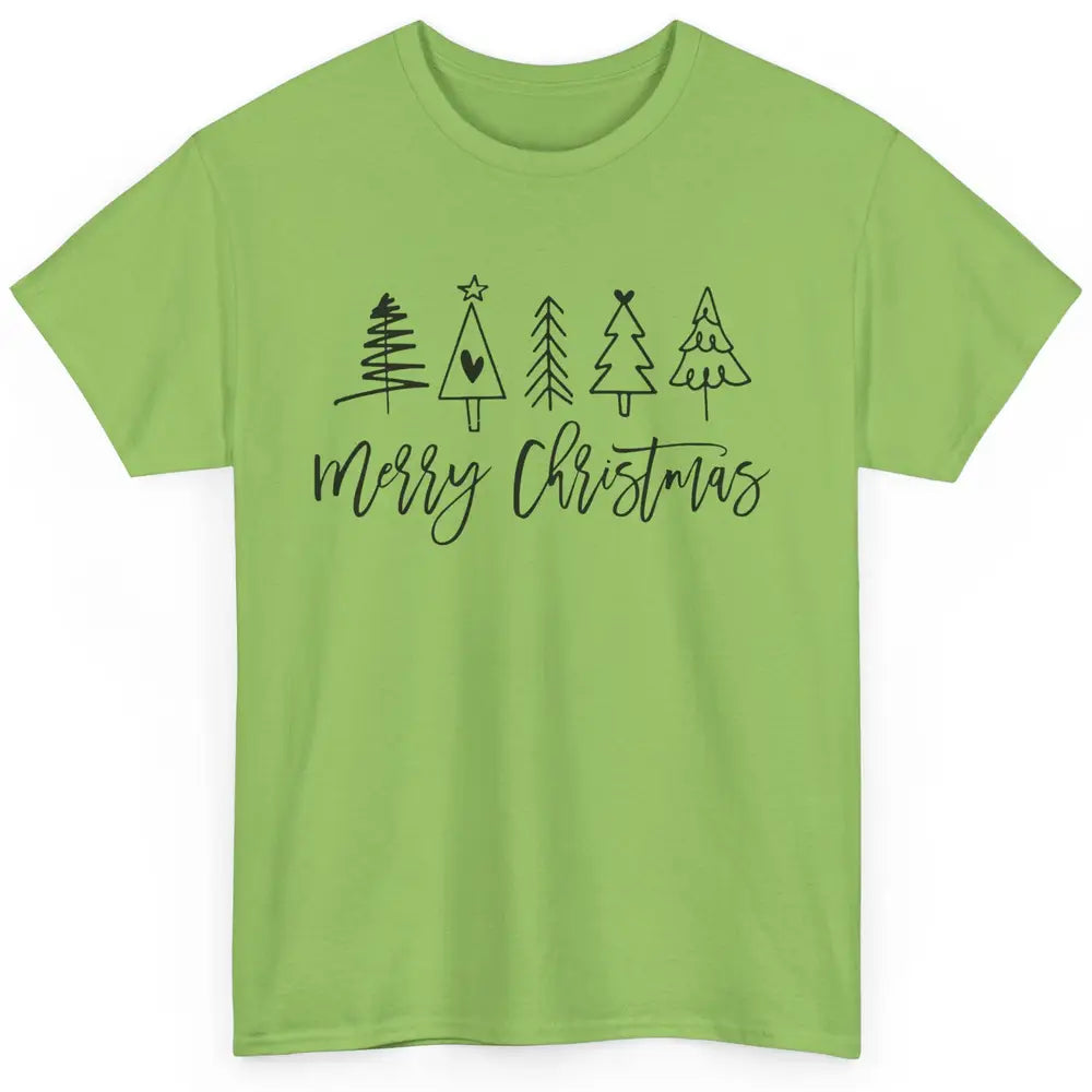 Merry Christmas Tree Heart Doodle Drawing Christmas Costume Classic Unisex T-Shirt