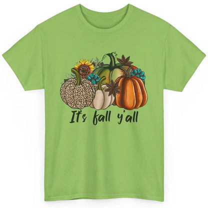Leopard Pumpkin It's Fall Yall Fall Leaves Western Autumn Classic Unisex T-Shirt