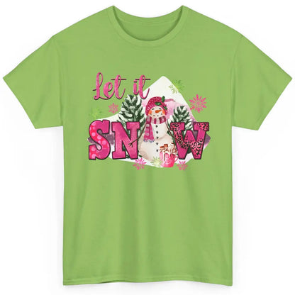 Retro Pink Christmas Snowman Let It Snow Winter Cozy Season Classic Unisex T-Shirt