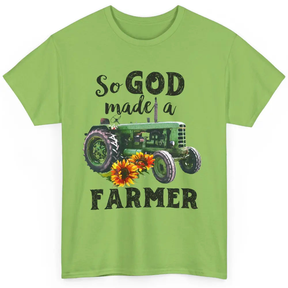 Vintage Retro Tractor God Made A Farmer Proud Farmer Farming Classic Unisex T-Shirt
