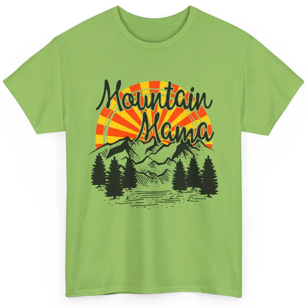 Retro Rainbow Sunset Mountain Mama Hiking Mom Climbing Classic Unisex T-Shirt