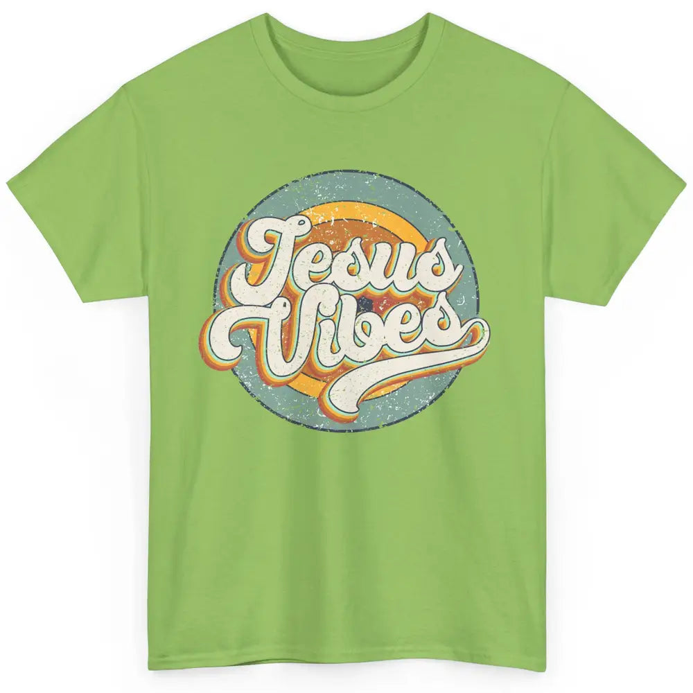 Retro Rainbow Jesus Vibes Bible Verse Christian Religious Classic Unisex T-Shirt