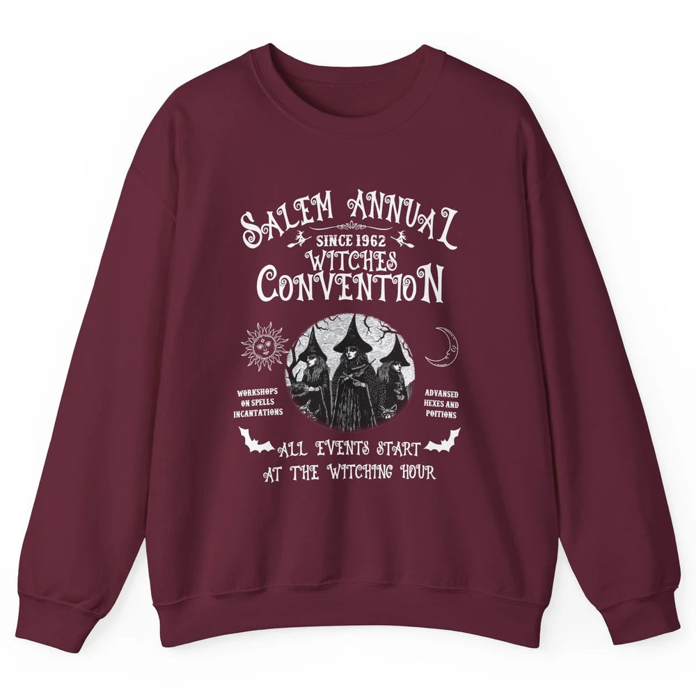 Retro Salem Annual Witches Convention Halloween Witch Magic Unisex Crewneck Sweatshirt