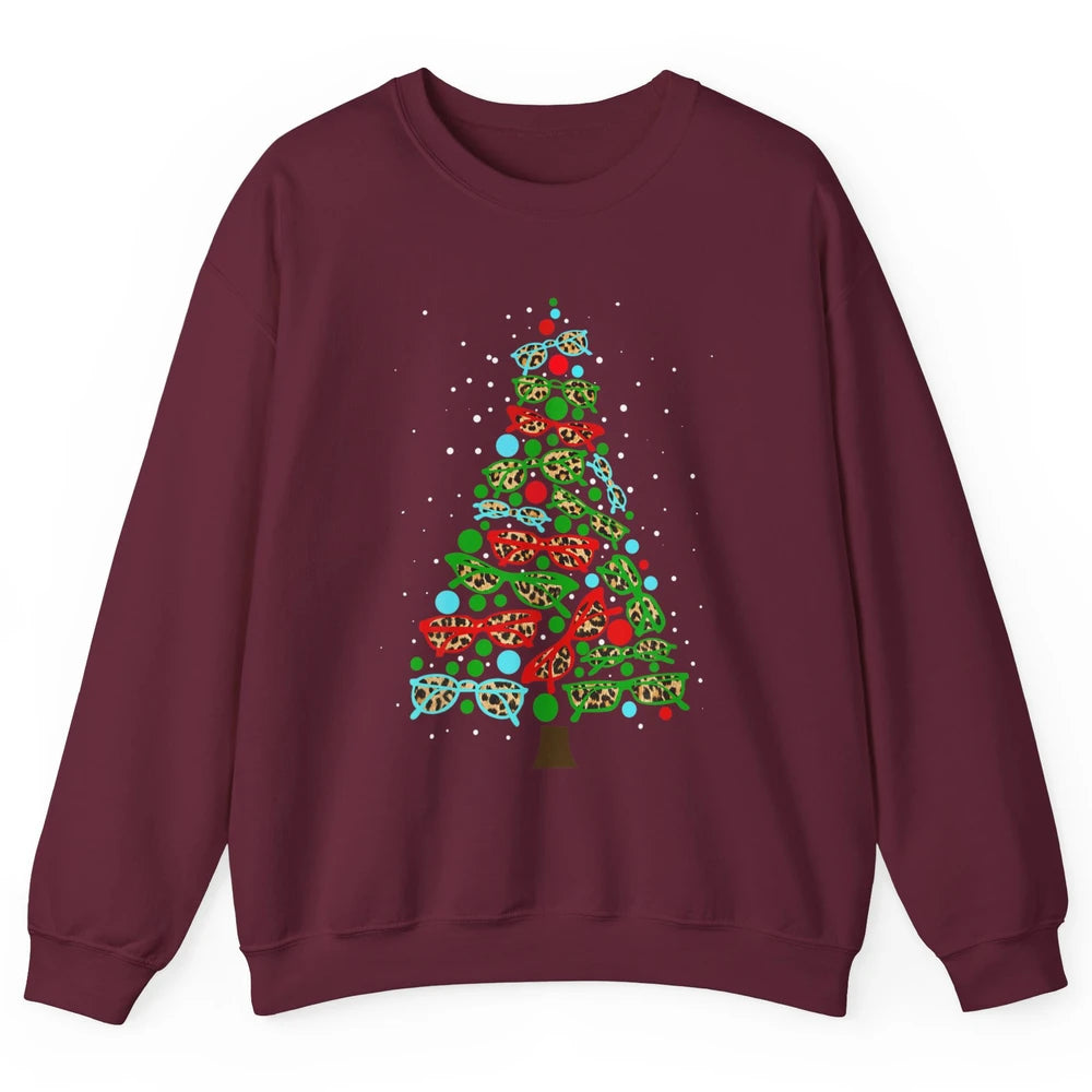 Optician Christmas Funny Xmas Tree Eyeglasses Optometrist Unisex Crewneck Sweatshirt