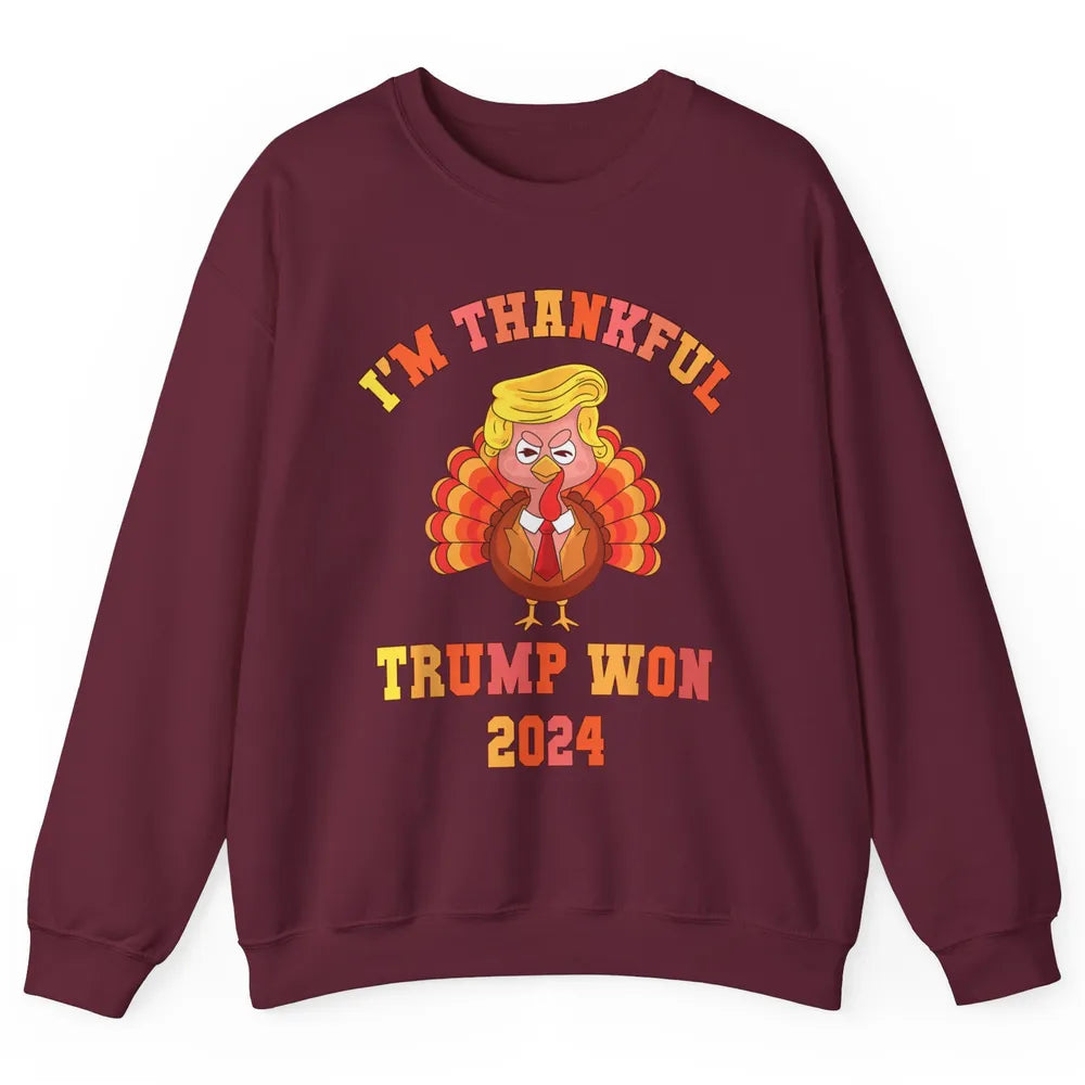 Funny Donald Trump Make Thanksgiving Great Again Thankful Trump Won Republican Unisex Crewneck Sweatshirt