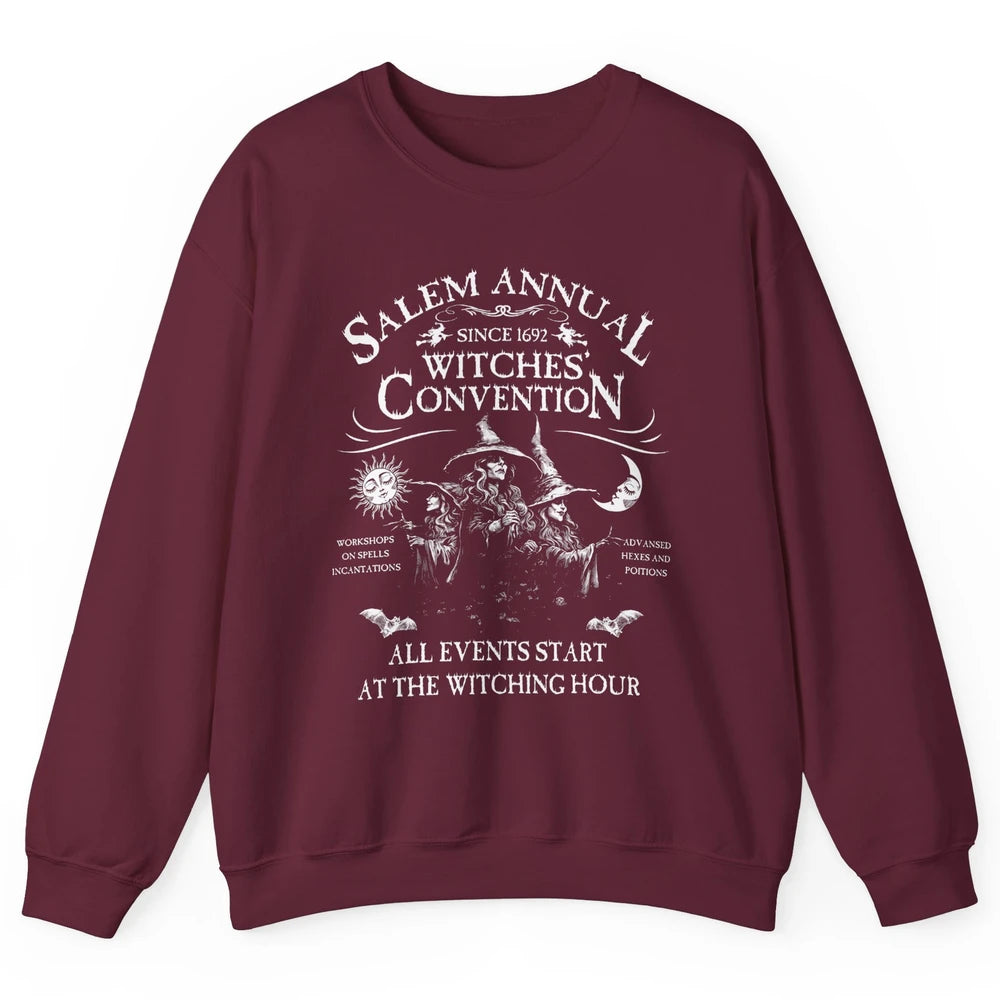 Retro Salem Annual Witches Convention Halloween Witch Magic Unisex Crewneck Sweatshirt