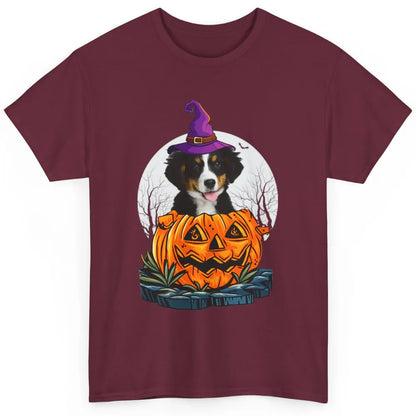 Bernese Mountain Dog Witch Pumpkin Halloween Spooky Season Classic Unisex T-Shirt