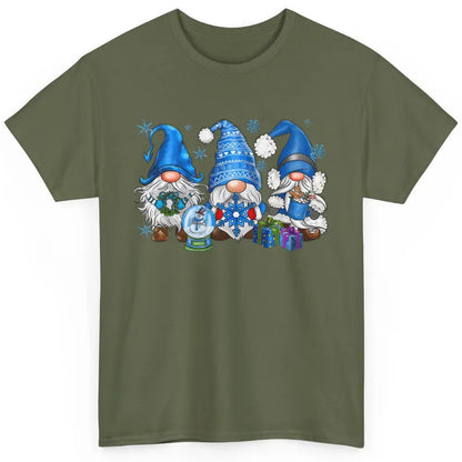 Retro Blue Snowman Gnomes Blue Christmas Winter Gnomies Xmas Classic Unisex T-Shirt