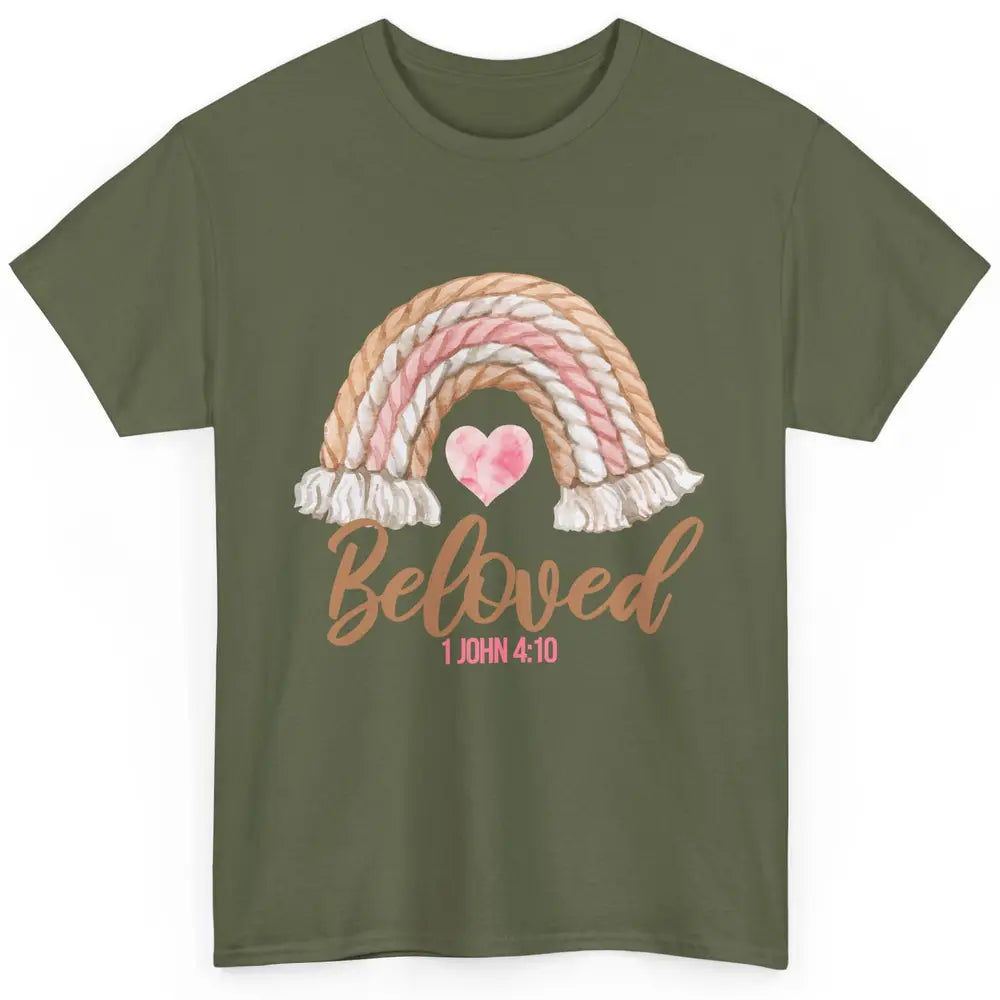 Beloved Christian Women Vintage Rainbow Bible Verse Heart Classic Unisex T-Shirt