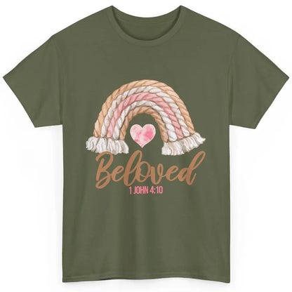 Beloved Christian Women Vintage Rainbow Bible Verse Heart Classic Unisex T-Shirt