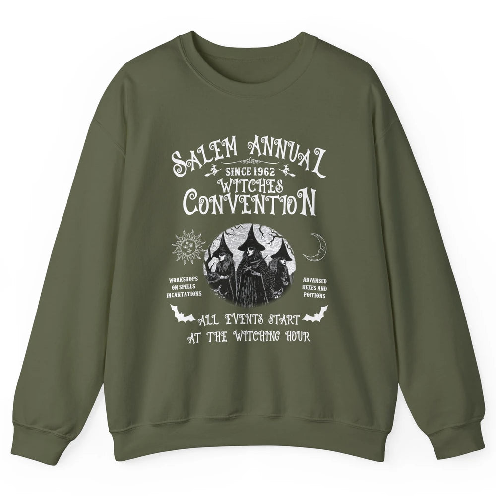 Retro Salem Annual Witches Convention Halloween Witch Magic Unisex Crewneck Sweatshirt