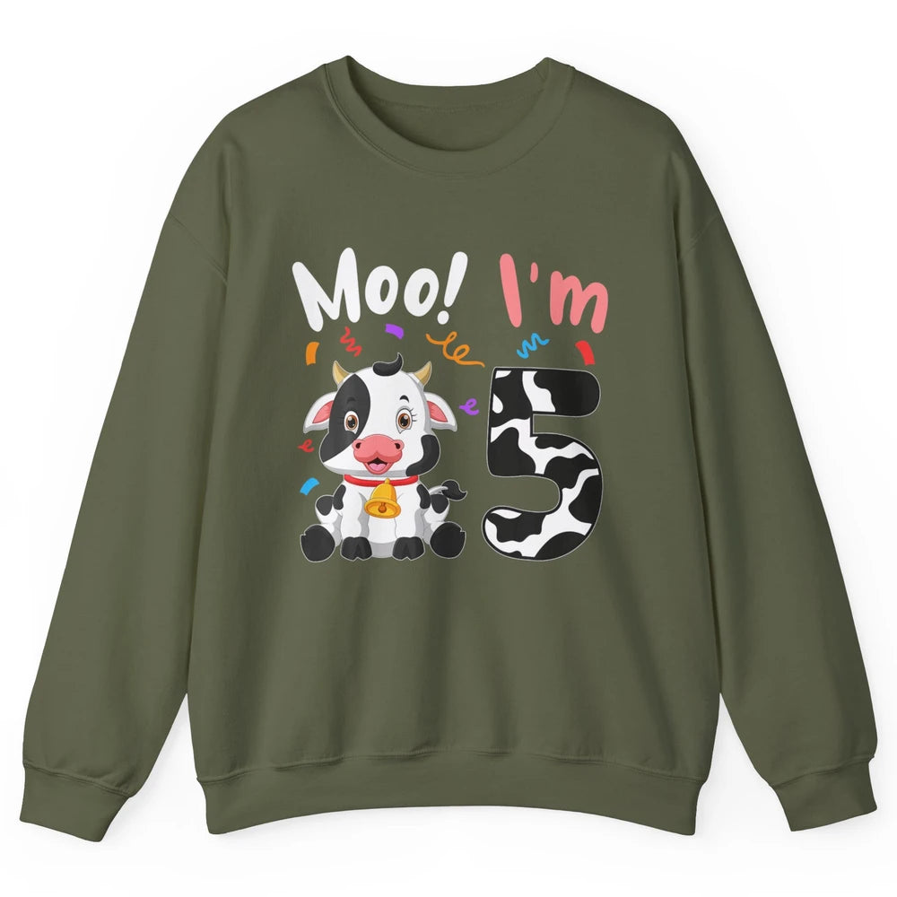 5th Birthday Moo Im 5 Cow Farm Animal Barnyard Family Party Unisex Crewneck Sweatshirt