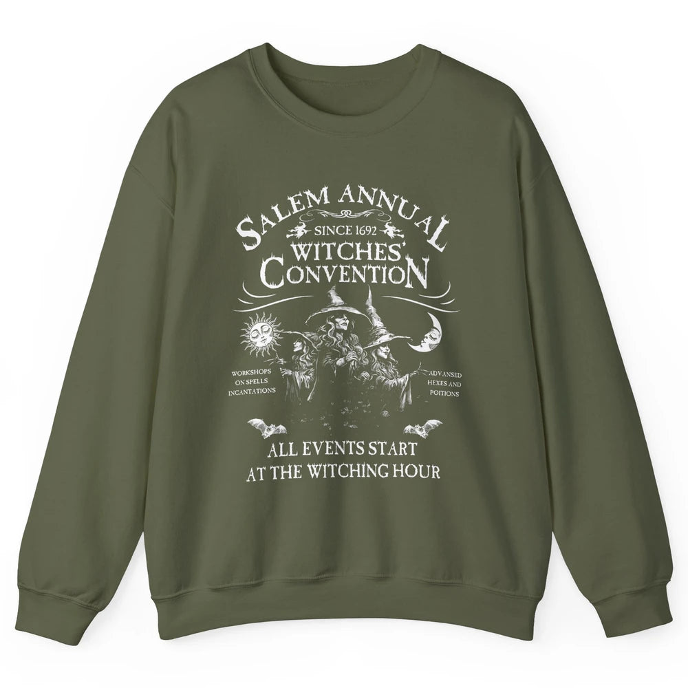 Retro Salem Annual Witches Convention Halloween Witch Magic Unisex Crewneck Sweatshirt