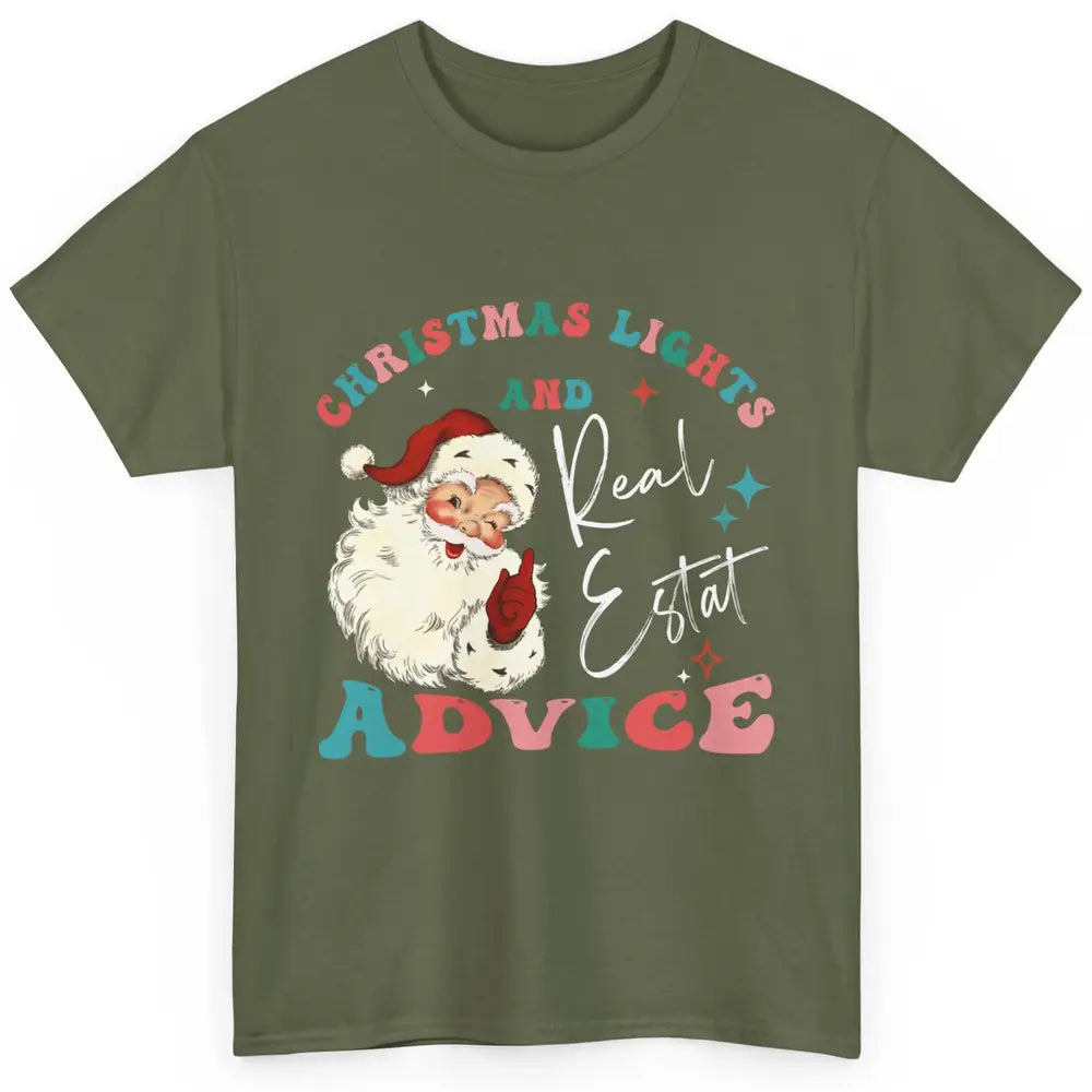Merry Christmas Xmas Lights Santa Realtor Real Estate Advice Classic Unisex T-Shirt