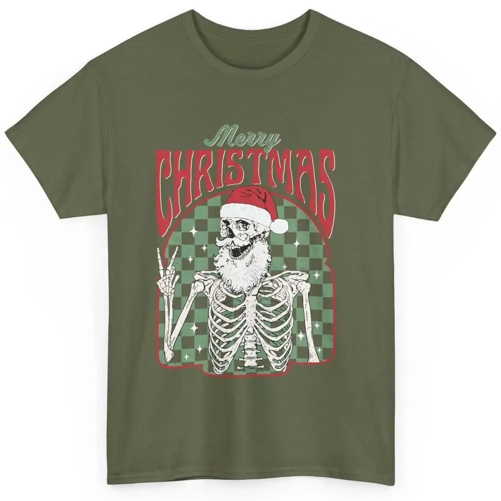 Merry Christmas Skeleton Santa Claus Vintage Xmas Skull Vibe Classic Unisex T-Shirt