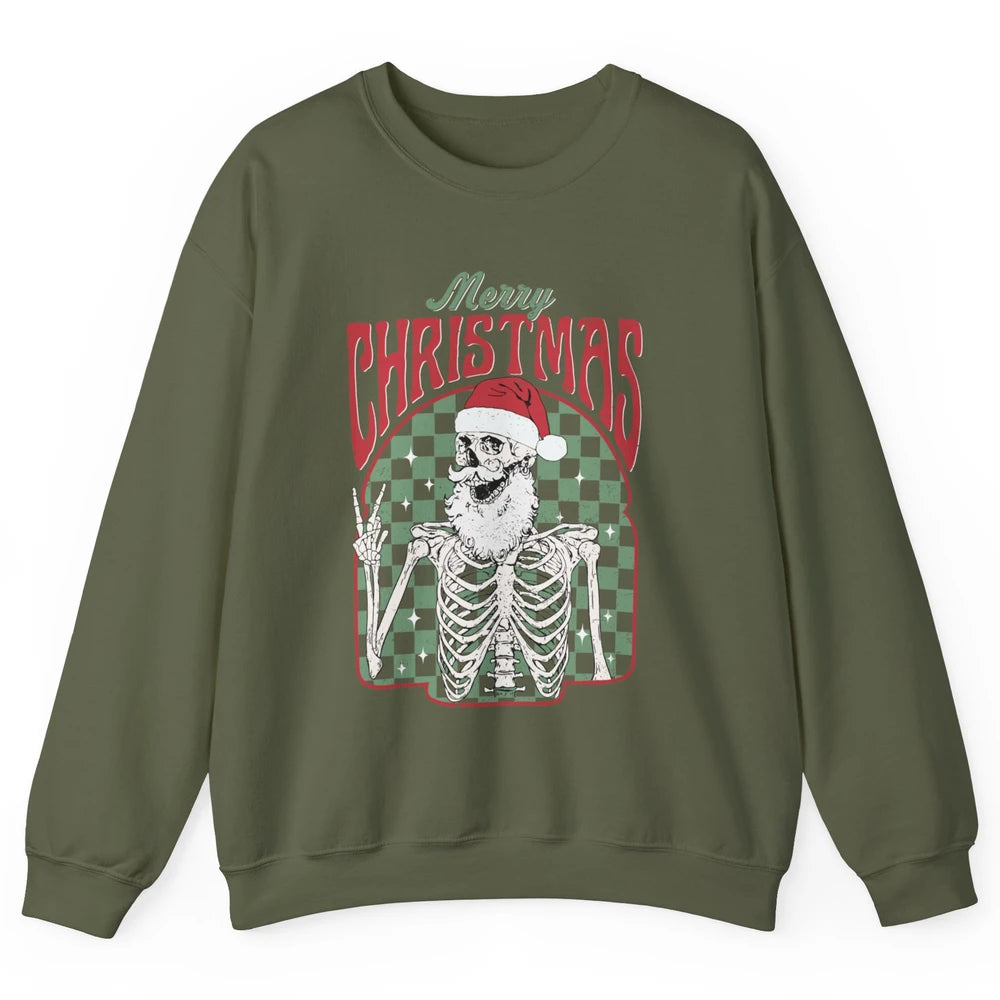 Merry Christmas Skeleton Santa Claus Vintage Xmas Skull Vibe Unisex Crewneck Sweatshirt