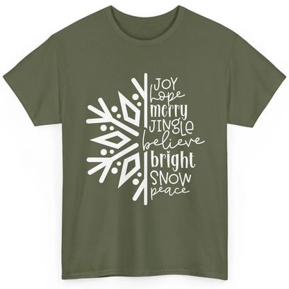 Snowflakes Christmas Joy Hope Merry Jungle Christmas Lovers Classic Unisex T-Shirt