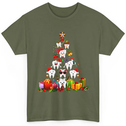 Funny Dentist Cute Teeth Christmas Tree Dental Christmas Classic Unisex T-Shirt
