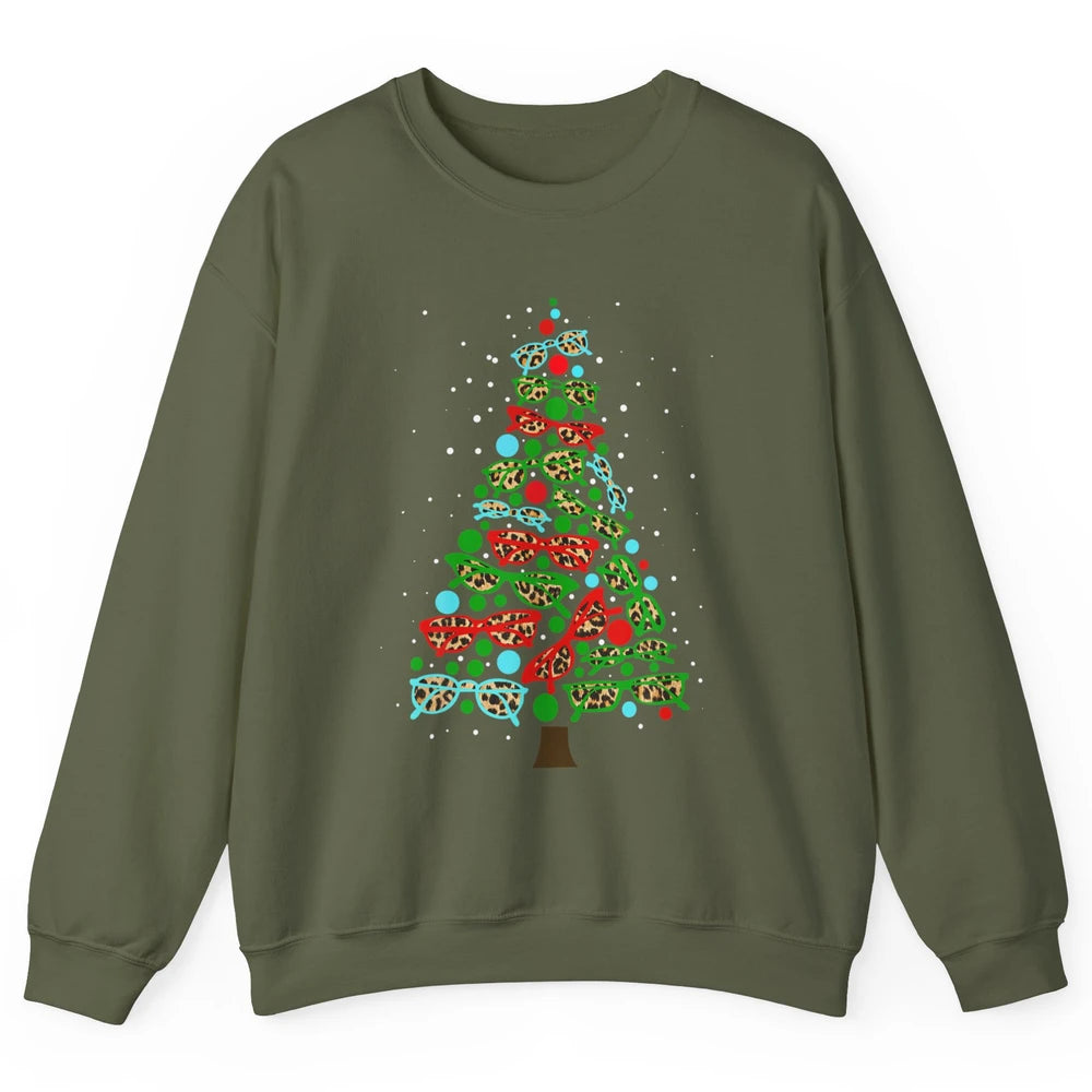 Optician Christmas Funny Xmas Tree Eyeglasses Optometrist Unisex Crewneck Sweatshirt