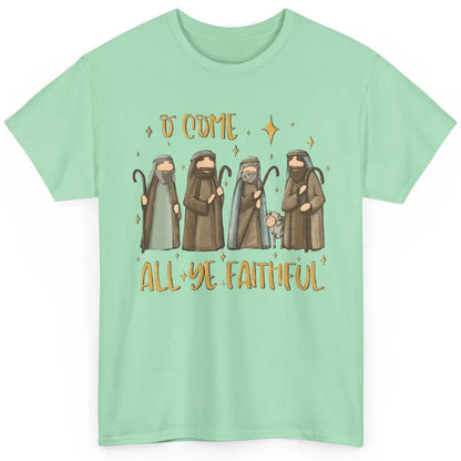 Retro Christmas O Come All Ye Faithful Christian Jesus Faith Classic Unisex T-Shirt