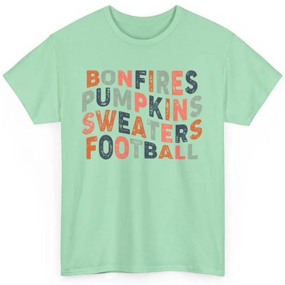 Retro Fall Bonfires Pumpkins Swaeaters Football Thanksgiving Classic Unisex T-Shirt