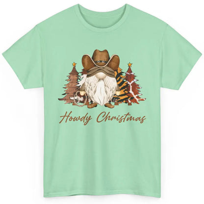 Retro Leopard Cowboy Gnome Howdy Christmas Western Holiday Classic Unisex T-Shirt