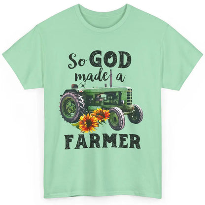 Vintage Retro Tractor God Made A Farmer Proud Farmer Farming Classic Unisex T-Shirt