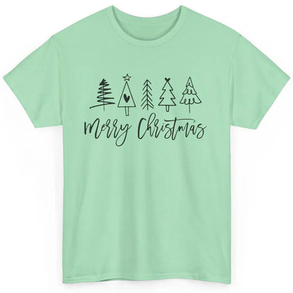 Merry Christmas Tree Heart Doodle Drawing Christmas Costume Classic Unisex T-Shirt