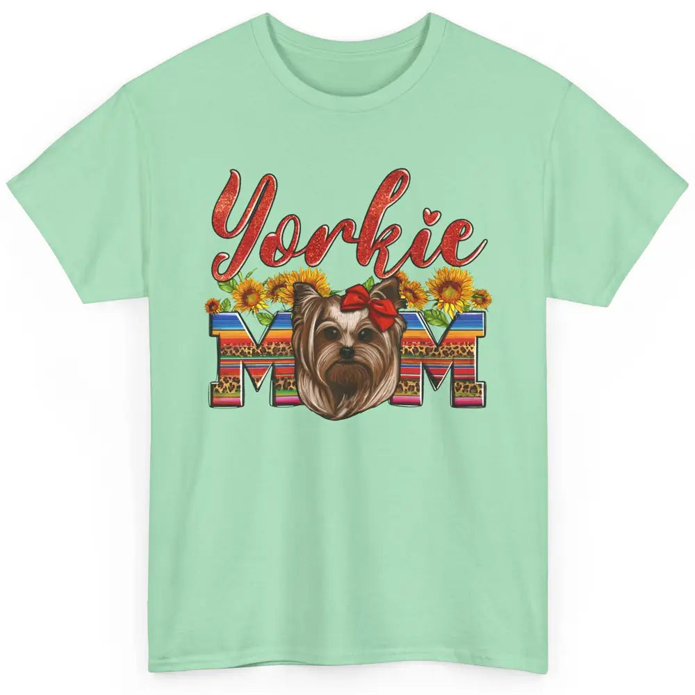 Yorkie Mom Sunflowers Leopard Yorkshire Terrier Dog Mom Gift Classic Unisex T-Shirt