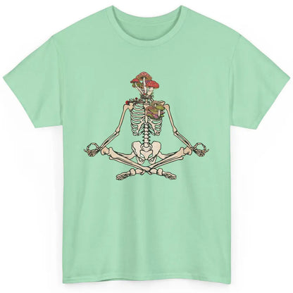 Vintage Skeleton Rib Mushroom Yoga Plants Lover Gardening Classic Unisex T-Shirt