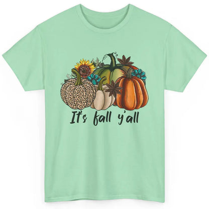 Leopard Pumpkin It's Fall Yall Fall Leaves Western Autumn Classic Unisex T-Shirt