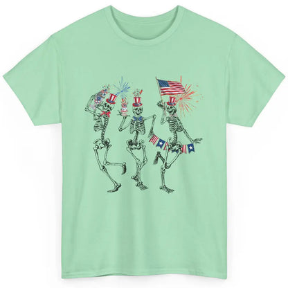 4th July Independence Day Dancing Skeletons America Flag Classic Unisex T-Shirt