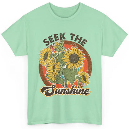 Retro Rainbow Sunflower Seek The Sunshine Peace Hippie Girl Classic Unisex T-Shirt