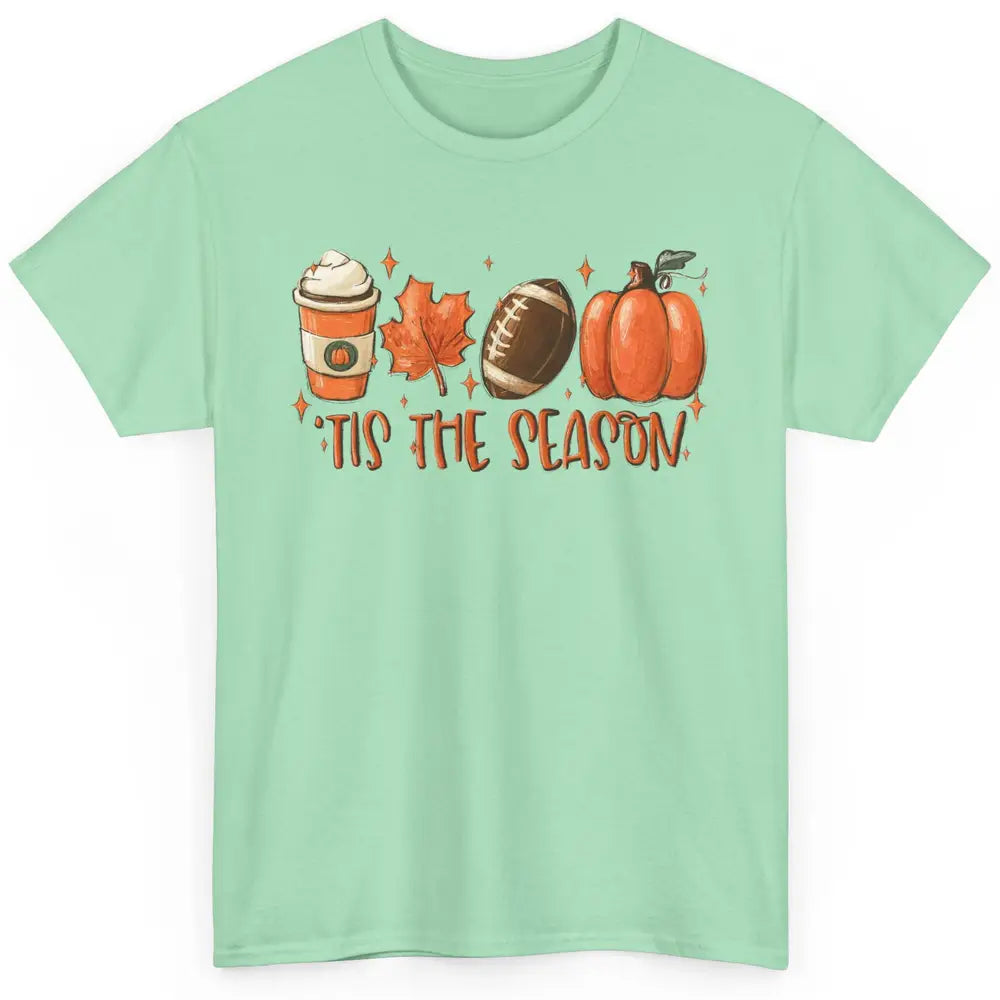 Pumpkin Spice Football Tis The Season Fall Thanksgiving Gift Classic Unisex T-Shirt