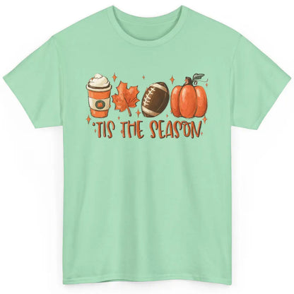 Pumpkin Spice Football Tis The Season Fall Thanksgiving Gift Classic Unisex T-Shirt