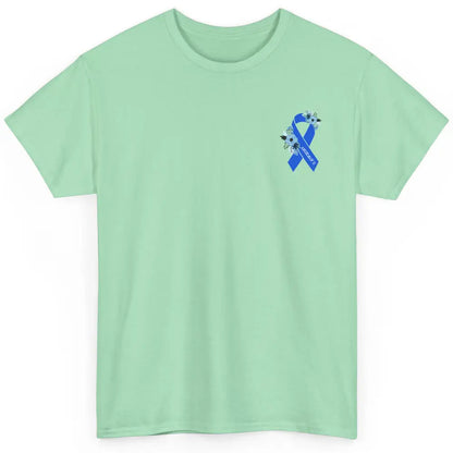 We Wear Blue Angelmans Syndrome Awareness Floral Blue Ribbon Classic Unisex T-Shirt