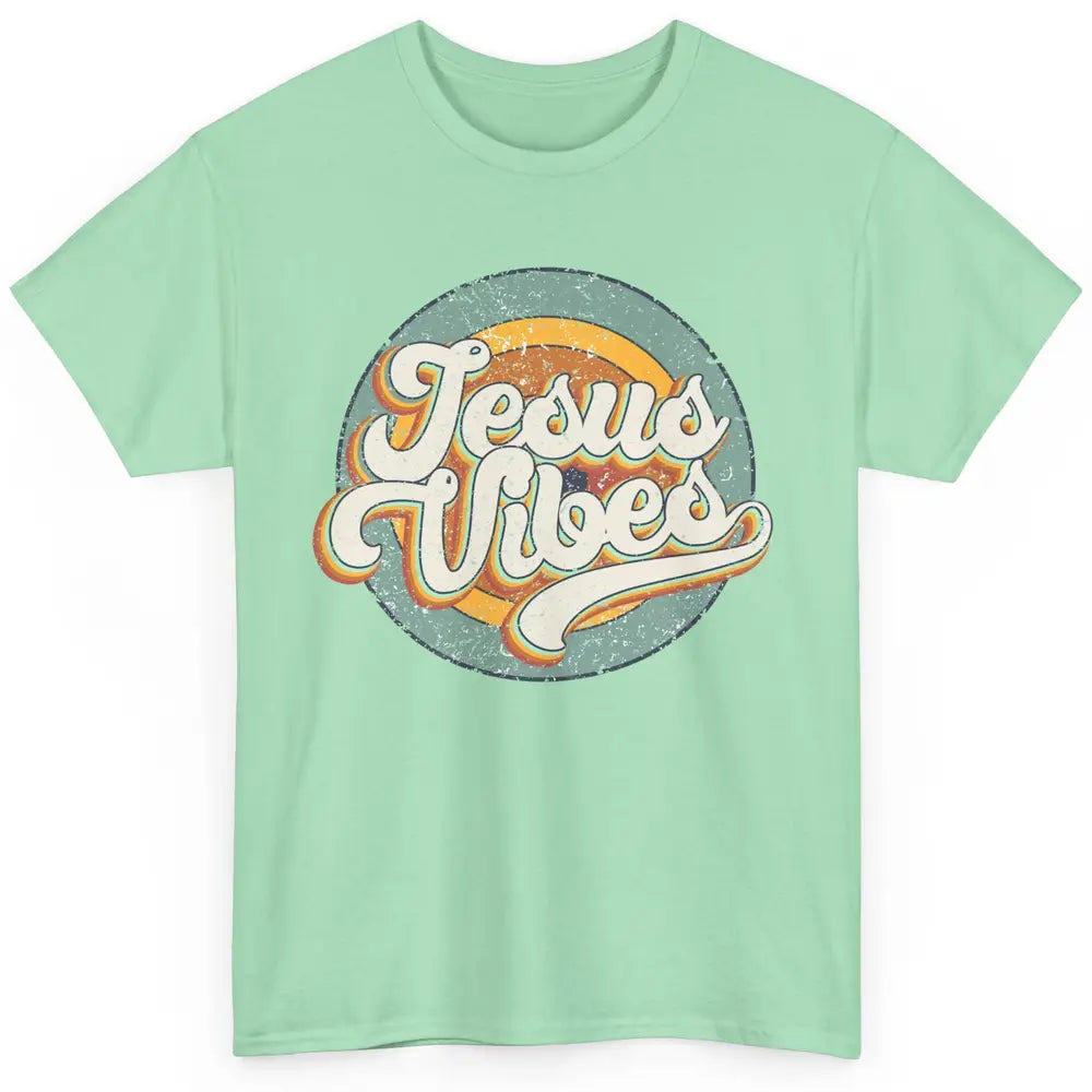 Retro Rainbow Jesus Vibes Bible Verse Christian Religious Classic Unisex T-Shirt