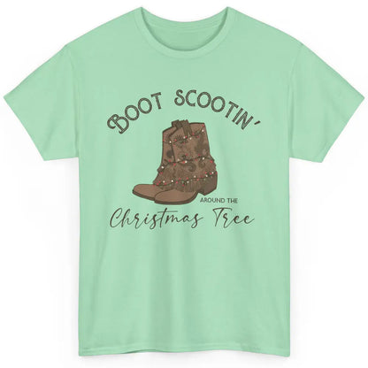 Retro Cowboy Boots Scootin' Around Christmas Tree Western Classic Unisex T-Shirt