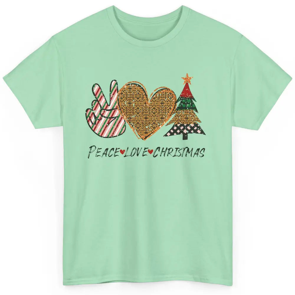 Peace Love Christmas Leopard Merry Christmas Vintage Retro Classic Unisex T-Shirt