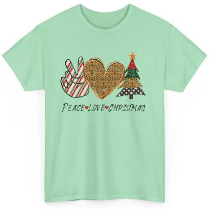 Peace Love Christmas Leopard Merry Christmas Vintage Retro Classic Unisex T-Shirt