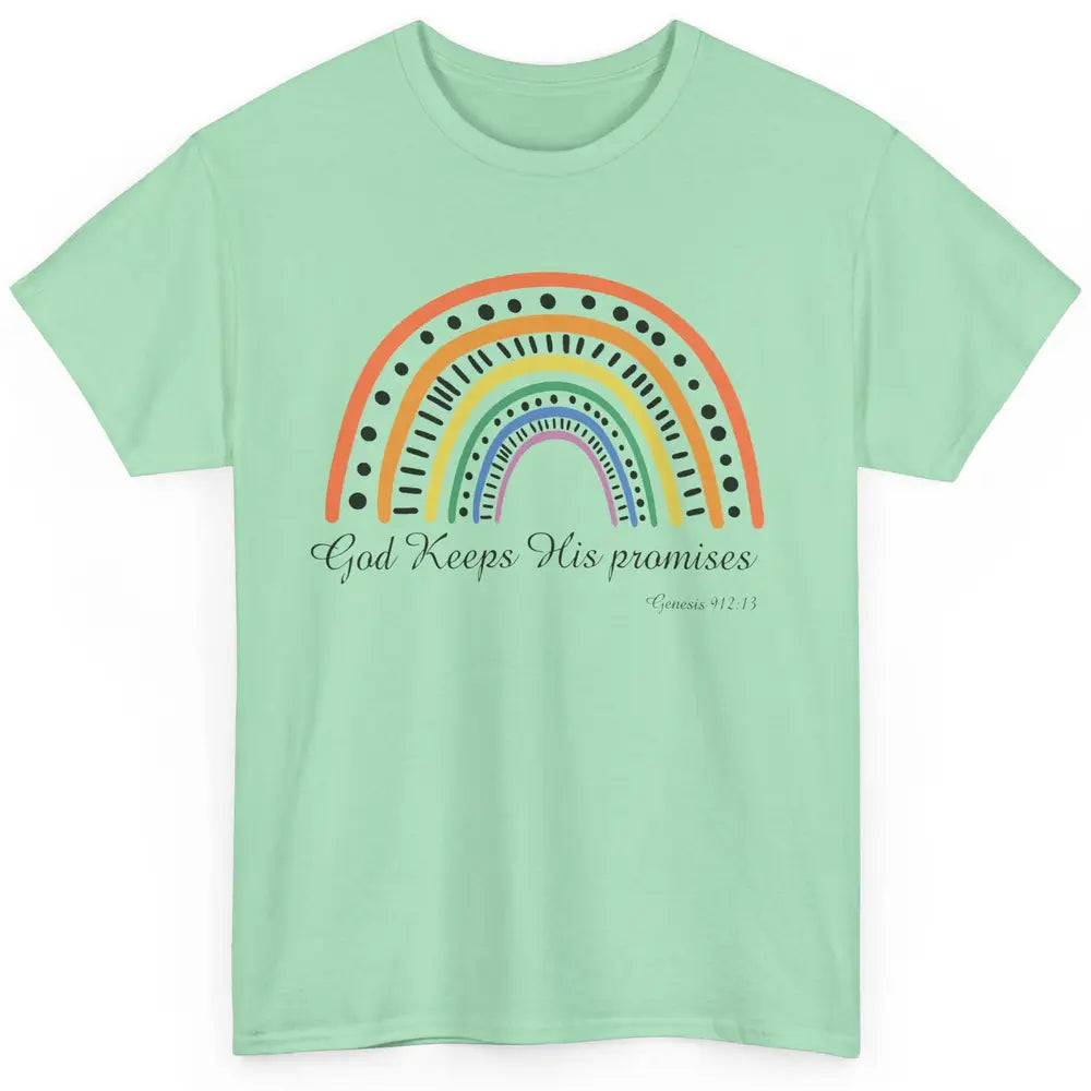 Retro Rainbow God Keeps His Promises Christian Religious Classic Unisex T-Shirt