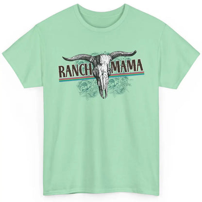 Retro Ranch Mama Highland Cow Skull Western Country Cowboy Classic Unisex T-Shirt