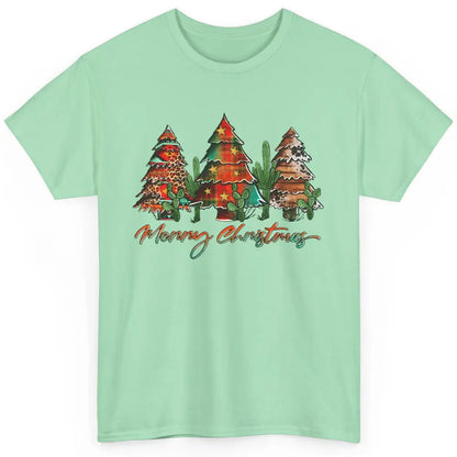 Merry Christmas Tree Western Christmas Desert Cactus Leopard Classic Unisex T-Shirt